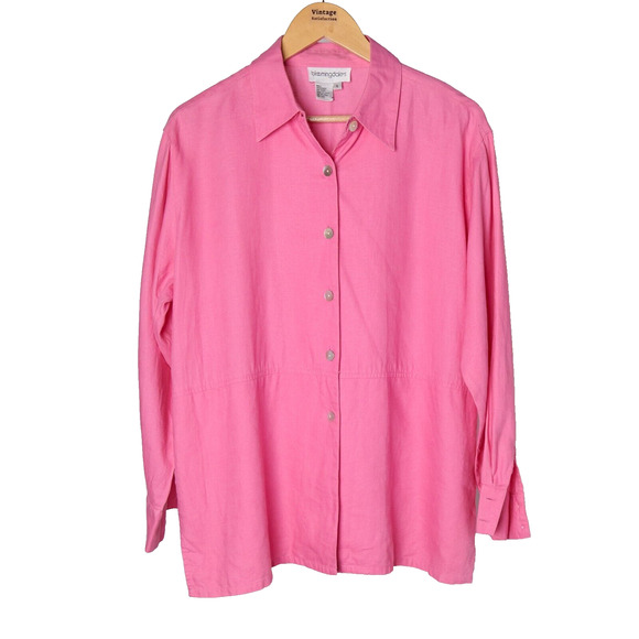 Bloomingdale's Tops - Vtg Bloomingdale's Shirt Women's L 100% Linen Lagenlook Resort Coastal Vacation